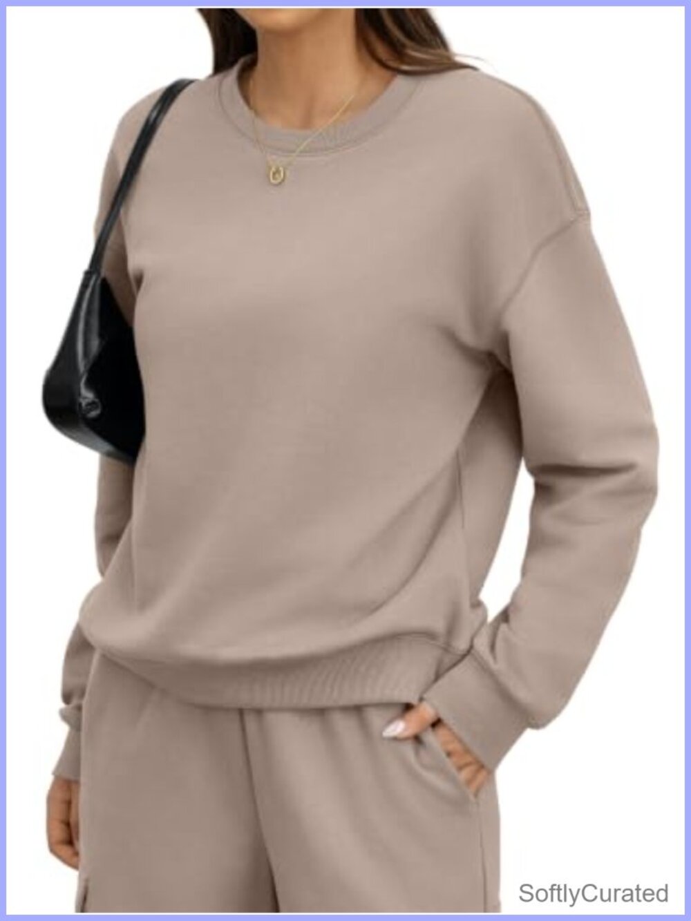Fleece Crewneck Sweatshirt Long Sleeve Pullover Womens